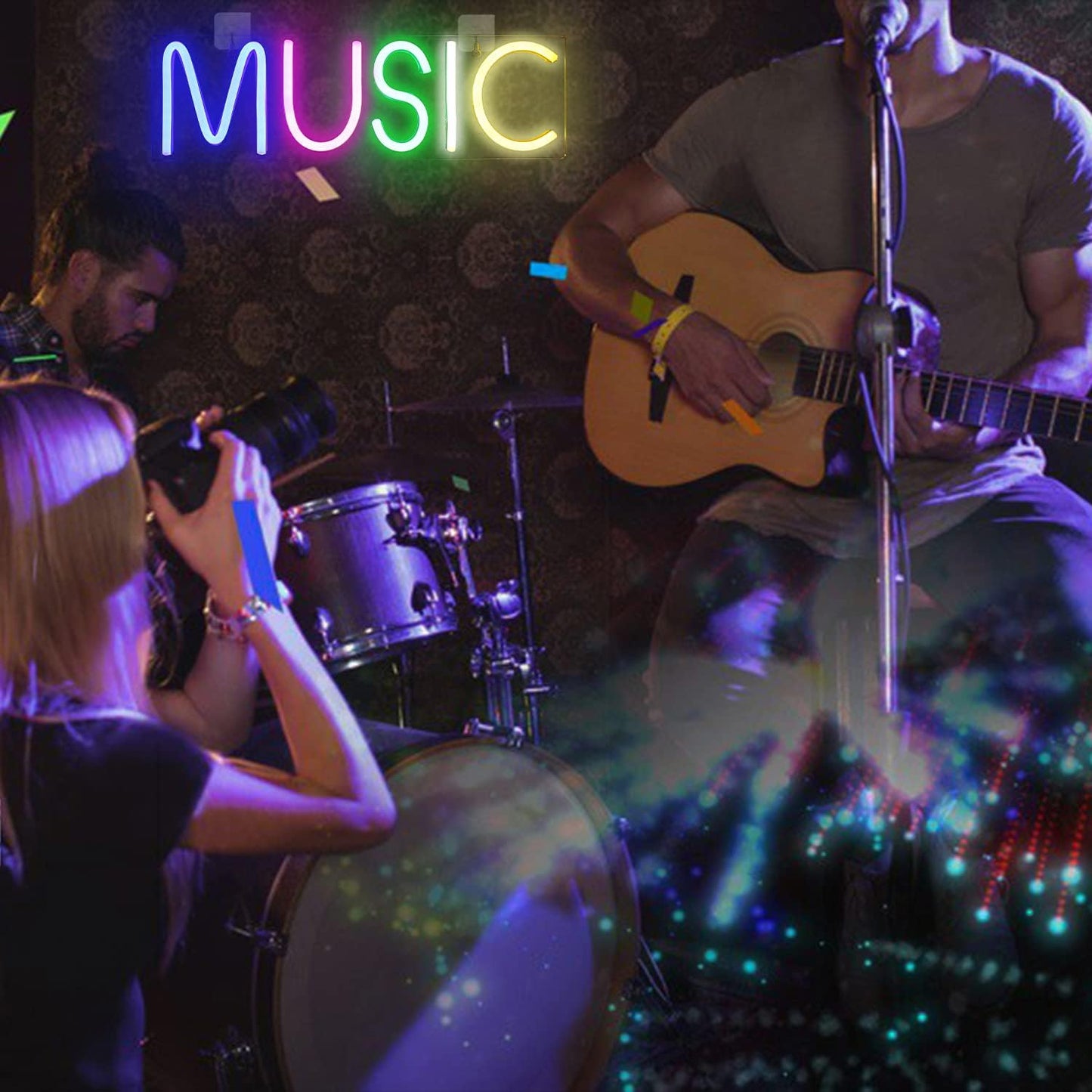 Lucunstar Music Neon Light,Neon Sign for Wall Decor Colorful Letters Neon Lights Sign Music Word LED Neon for Bedroom Game Room Club Bar Party Decoration,Game Room Decor,Room Decor