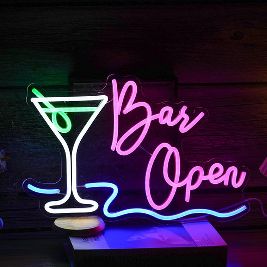 Bar Open Neon Sign Dimmable LED Cocktail Neon Lights Signs for Wall Decor Open Neon Light Bar Sign for Business Pub Store Man Cave Party Club Restaurant Decor