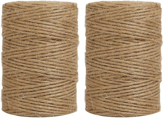 Tenn Well Jute Twine, 328Feet 2.32mm 6Ply Natural Garden Twine, Heavy Duty Jute String for Crafts, Gift Wrapping, Gardening, Farmhouse Decor, Christmas Decorations (Pack of 2)