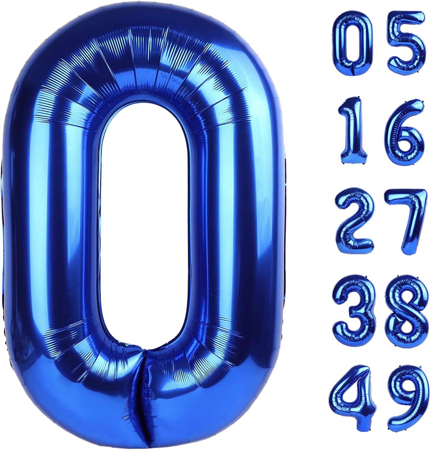 40 Inch Dark Blue Number 0 Balloon for 10 Birthday Decoration,Large Self Inflating Dark Blue Foil Number Balloons 0-9 for Boys Girls Baby Shower Decorations Party Supplies Supplies