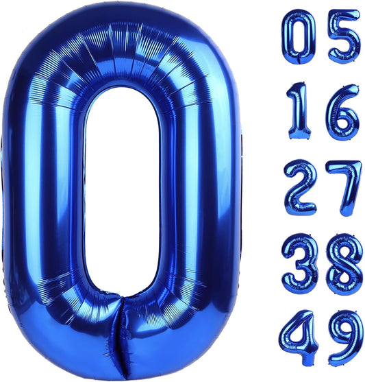 40 Inch Dark Blue Number 0 Balloon for 10 Birthday Decoration,Large Self Inflating Dark Blue Foil Number Balloons 0-9 for Boys Girls Baby Shower Decorations Party Supplies Supplies