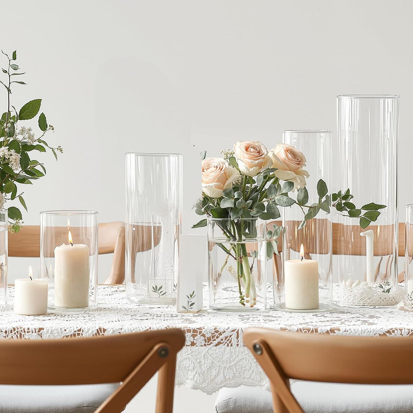 4 Pcs Glass Cylinder Vases Set, 4/6/8/10 Inch Modern Flower Vases for Centerpieces, Bud Vase Arrangements & Floating Candles – Wedding/Christmas/Home Decor Essentials