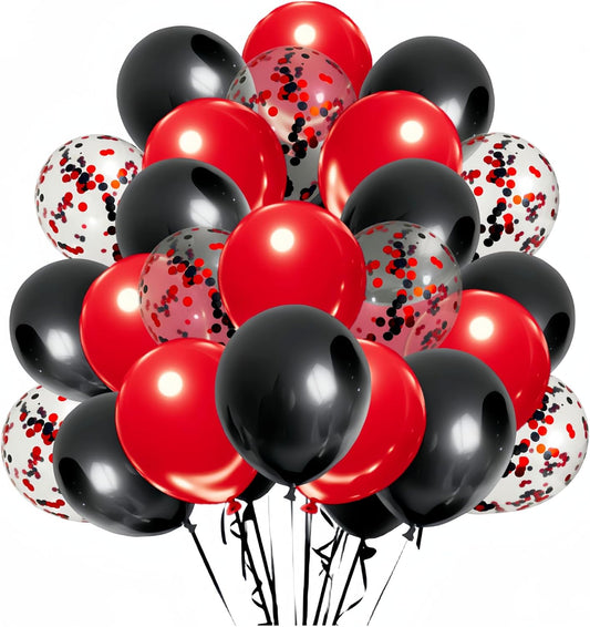 300 Pack Red and Black Balloons 12 Inch Red Black Confetti Balloon for Various Party Events Decorations