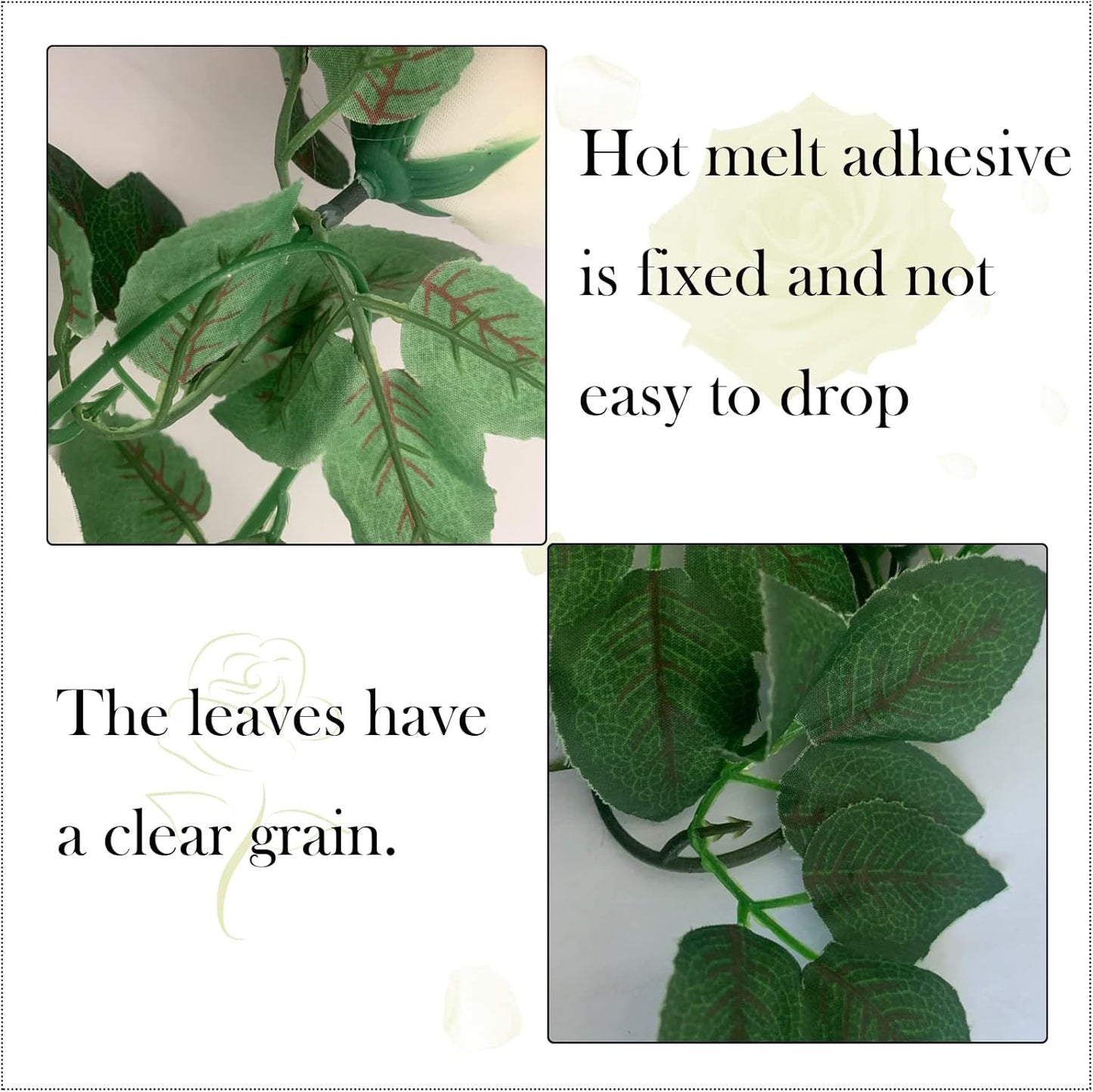 2 Pack Artificial Rose Vine Garland Fake Roses Flowers Plants Vines Hanging Floral Leaves Decoration for Wedding Party Table Garden Arch Wall Home Room Decor(White)