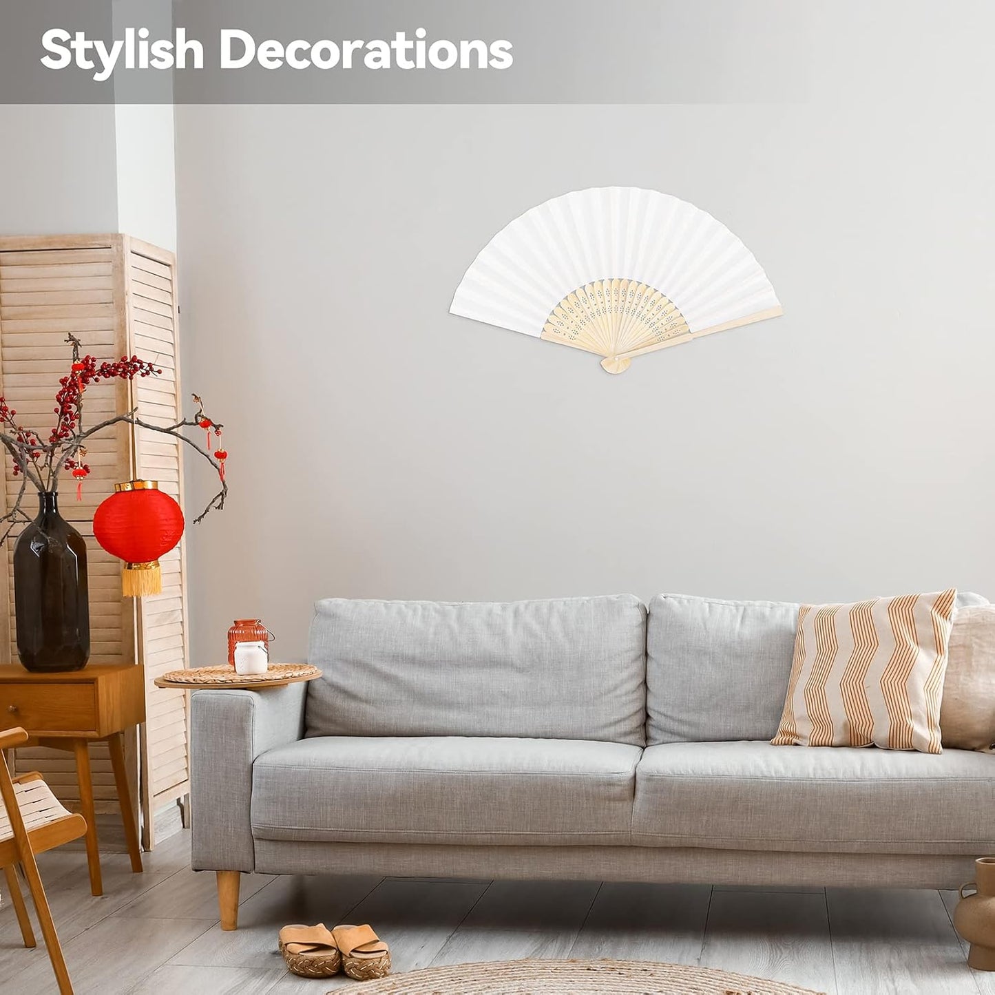 MCEAST 30 Pieces Silk Folding Fans with Bamboo Frames, Handheld Fan Foldable Fan for Wedding Gifts, Party Favors, Home Decoration, White