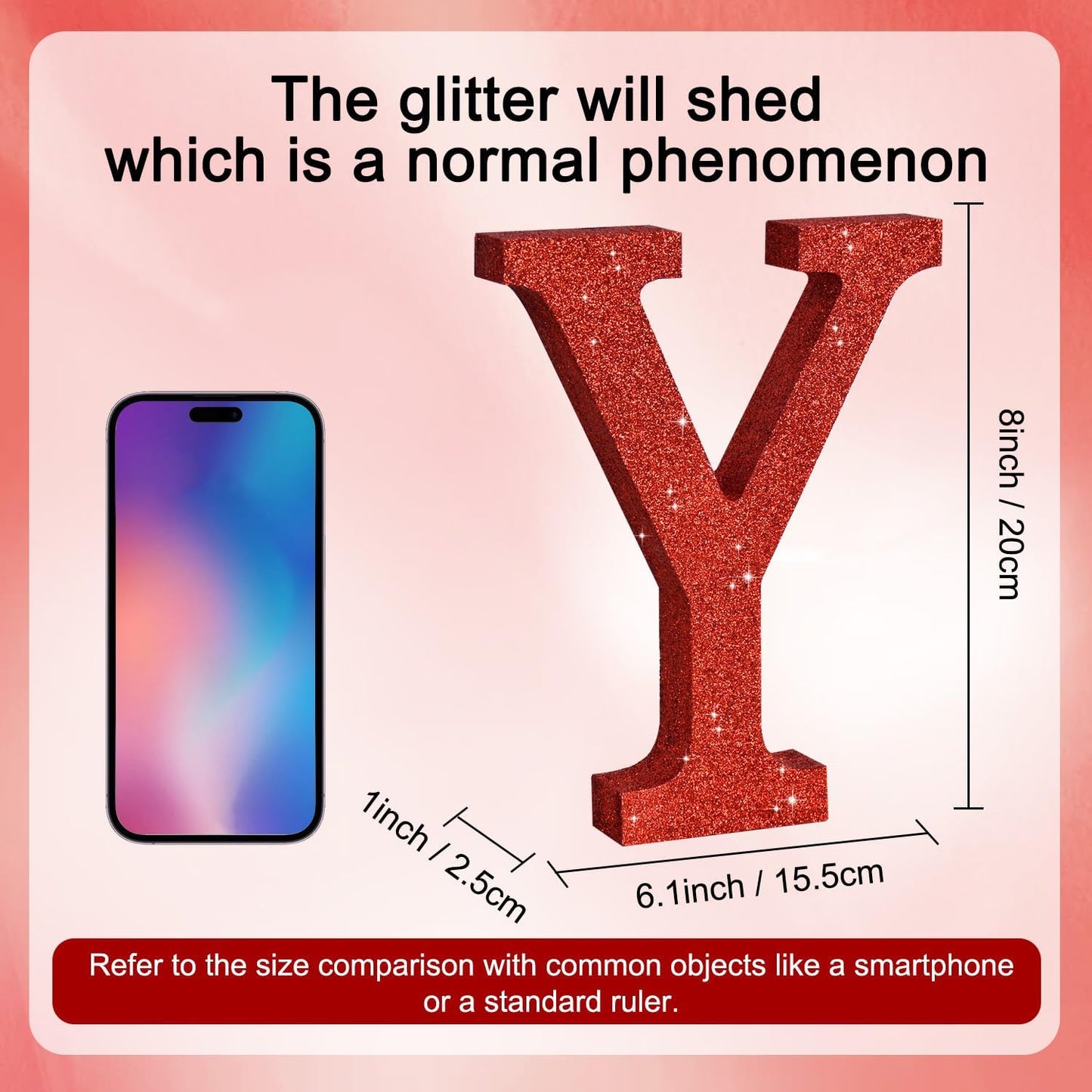 TONIFUL 8 Inch Red Glitter Letter Y Table Centerpiece A-Z Red Birthday Party Decorations,Red Alphabet Y for Birthday,Chrismas,Graduation,Bridal Shower,Wedding,Anniversary Party Supplies