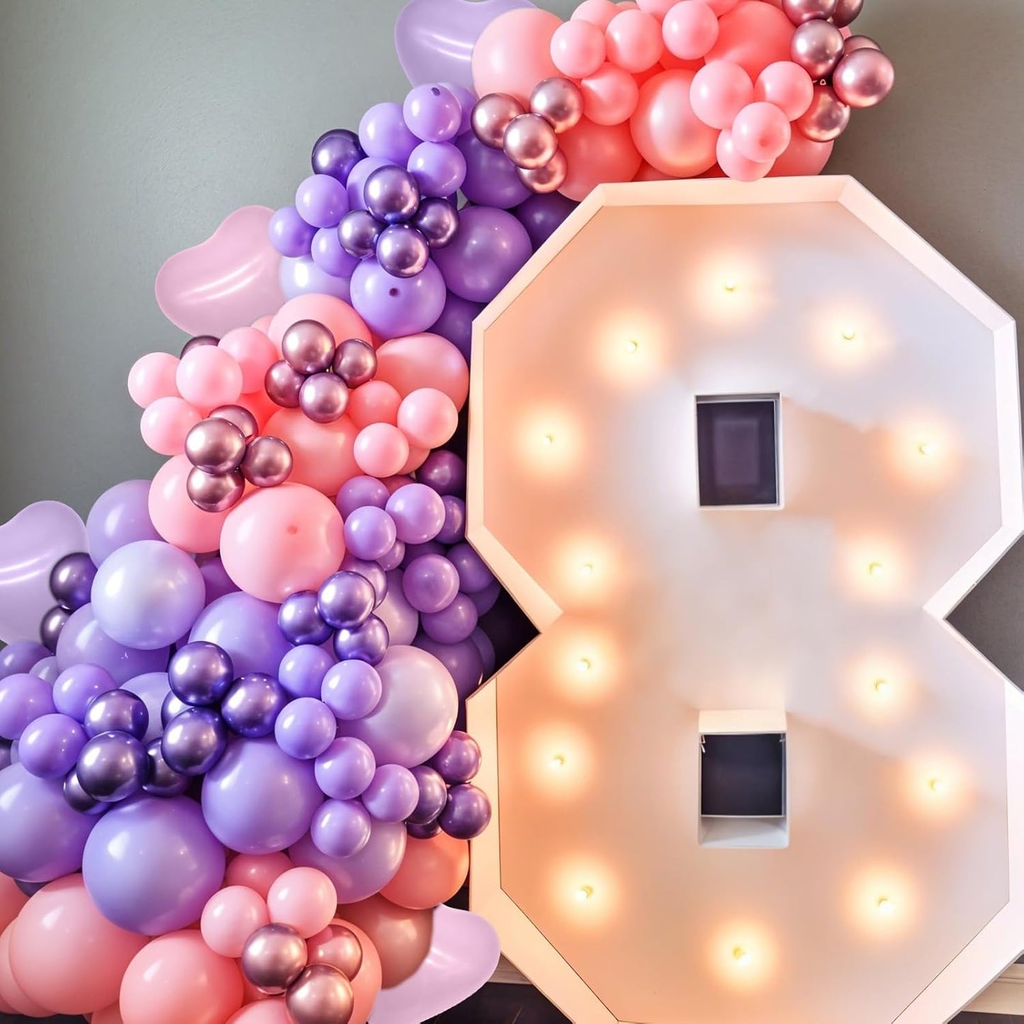 Pink and Purple Balloons, 50pcs Pink Purple Balloons With Macaron Heart Latex Balloon, Four Star Heart foil Balloon For Birthday Baby Shower Girls Women Party Wedding Bridal Shower Anniversary Decor