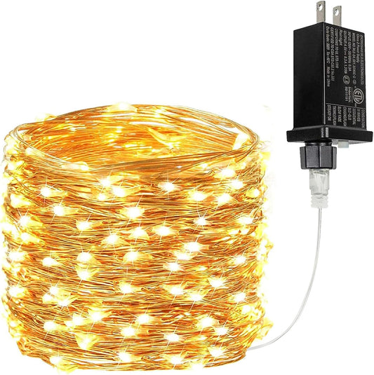 33Ft 100LED Fairy Lights Plug in, Waterproof String Lights Outdoor & Indoor 8 Modes with Timer, Christmas Light Bedroom Decor, Twinkle Light for Girl's Room Garden Christmas Decorations (Warm White)