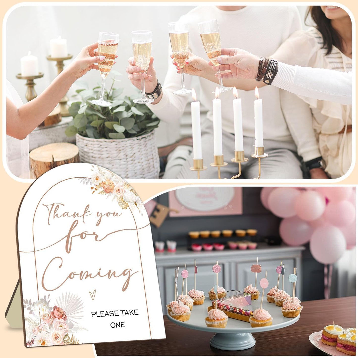 Thank You for Coming Please Take One Sign, Floral Decoration Baby Shower Sign for Guests, Bridal Shower Welcome Sign, Baby Shower Birthday Party Decor Supplies 9 * 11IN