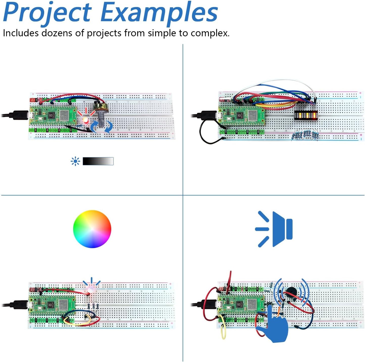 Freenove Basic Starter Kit for Raspberry Pi Pico W (Included), Dual-core Arm Cortex-M0+ Microcontroller, 386-Page Detailed Tutorial, 142 Items, 55 Projects, Python C Code