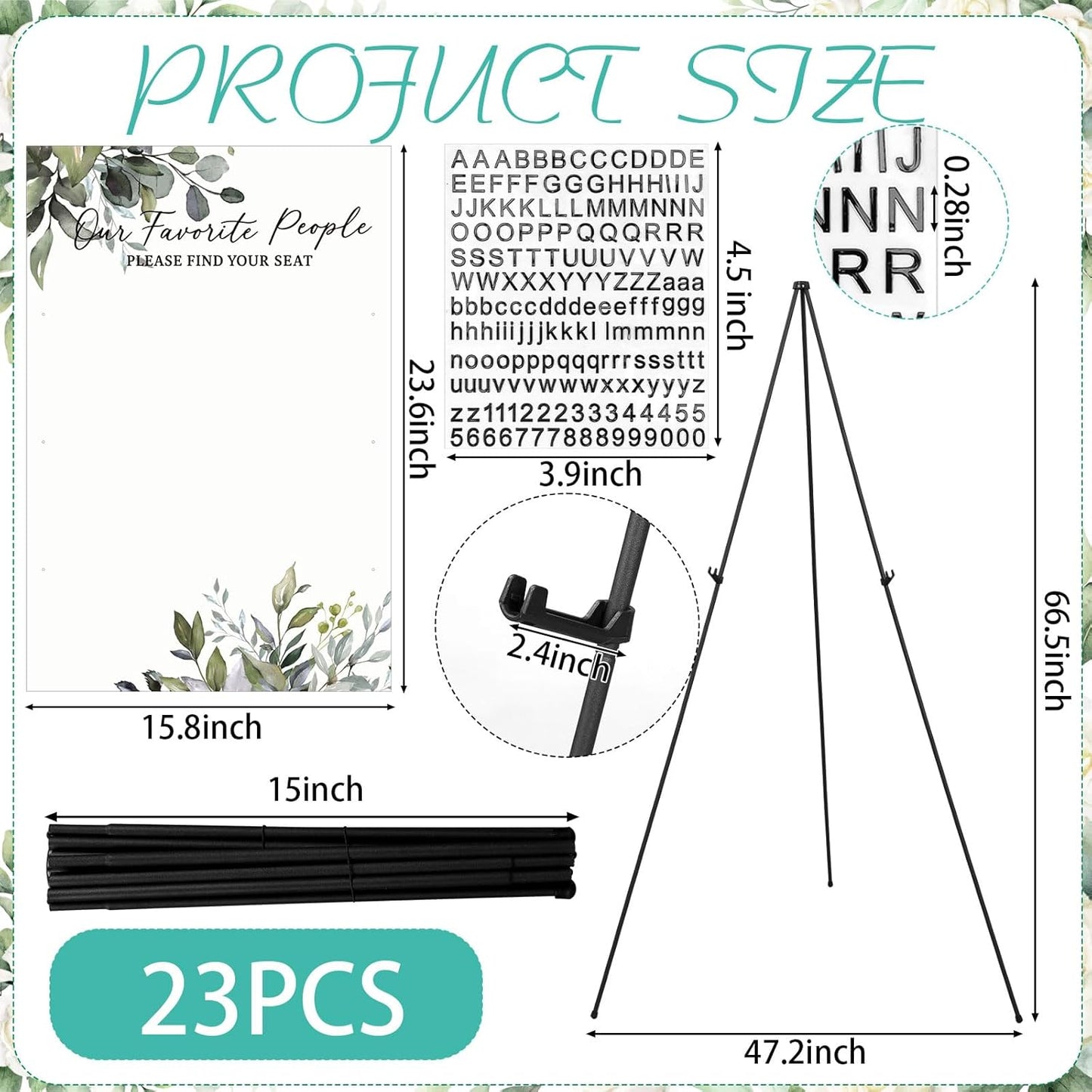 Pinkunn Greenery Wedding Seating Chart with Easel Display Stand 15.8 x 23.6 Inch Greenery Wooden Rustic Seating Chart Board Please Find Your Seat Sign for Baby & Bride Shower Wedding Sign Decor