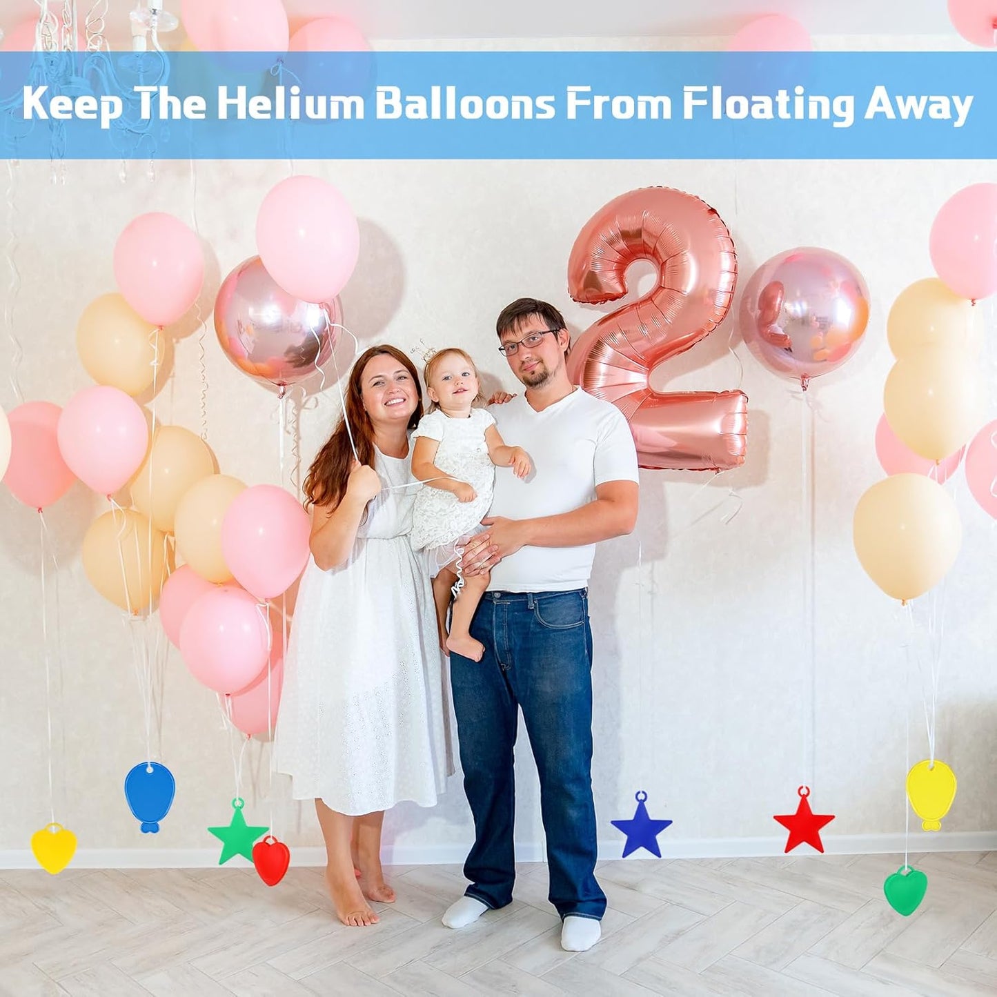 180 Pcs Plastic Balloon Weights Colorful Weights for Balloons for Birthday Party Christmas Wedding Celebration Decoration, Balloon Heart Star Shaped