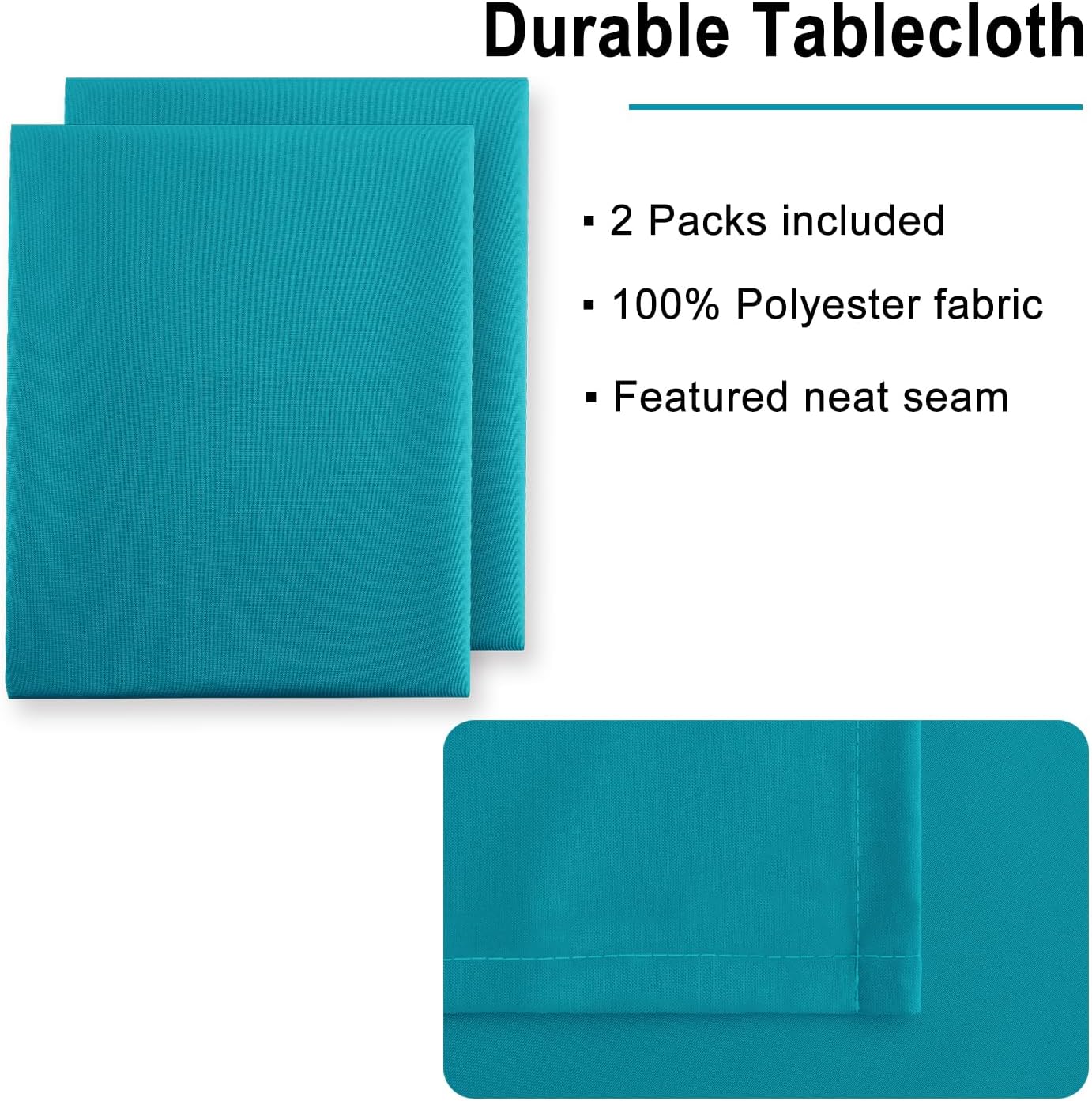 Hiasan 2 Pieces Turquoise Rectangle Tablecloth - Water Resistant and Spillproof Dining Room Washable Fabric Table Cloth for Dining Room, Polyester, 52 x 70 Inch