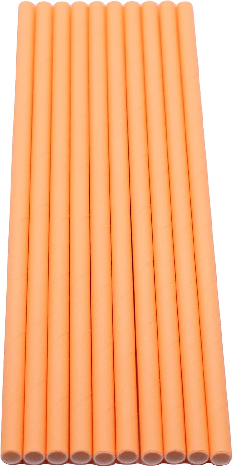 Pack of 300 Pastel Orange Biodegradable 4-Ply Paper Drinking Straws (Compostable, Non-toxic, BPA-free)