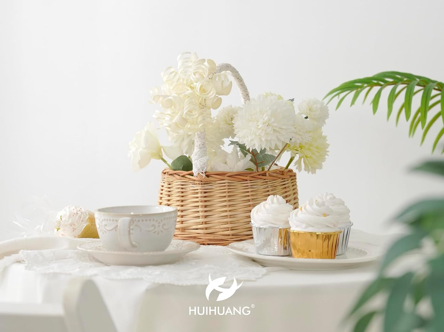 HUIHUANG Gift Wrapping Bows Gift Wrap Accessory Ivory Curly Ribbon Bow 5 inch x 8 Counts Stick On Bows for Presents, Paper Bag, Party Favors, Bridal Shower Wedding Decoration