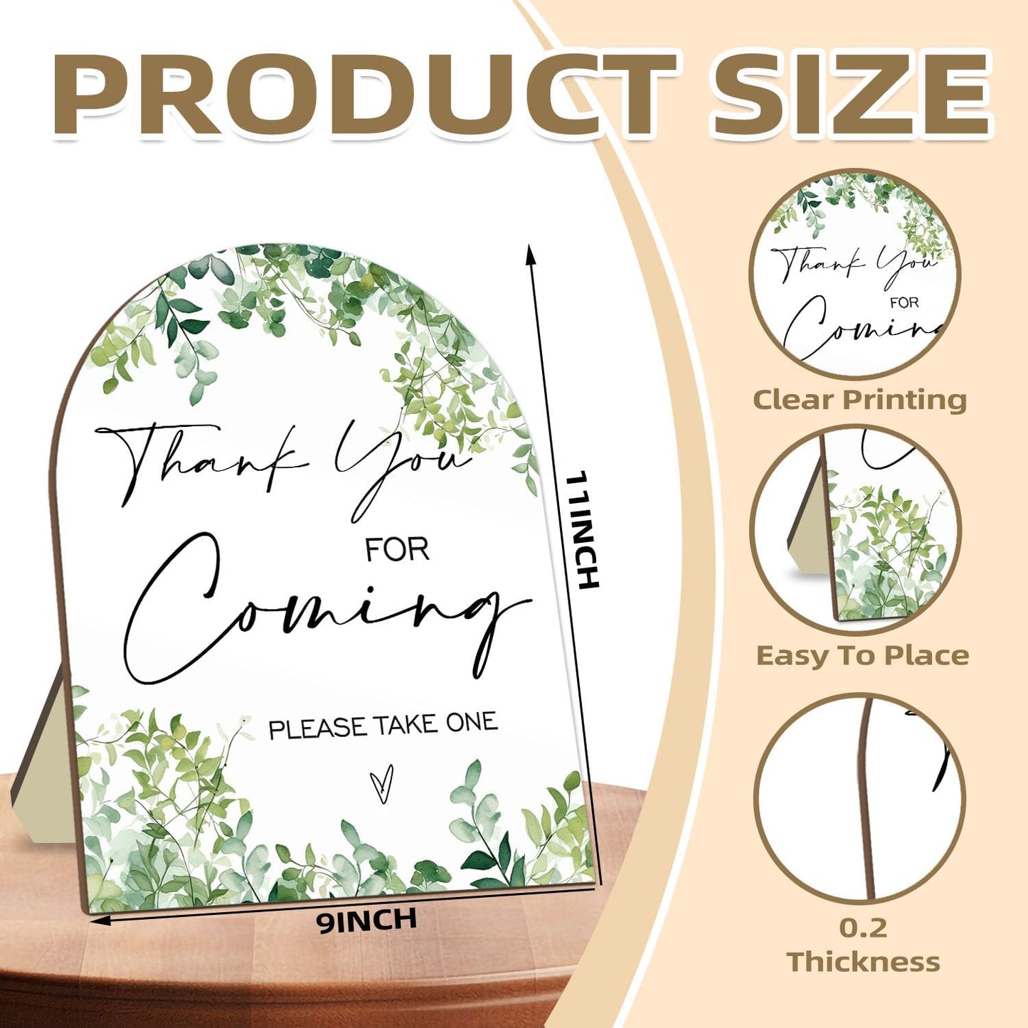 Thank You for Coming Please Take One Sign, Eucalyptus Leaf Decoration Wedding Shower Sign for Guests, Bridal Shower Welcome Sign, Baby Shower Birthday Party Decor Supplies 9 * 11IN
