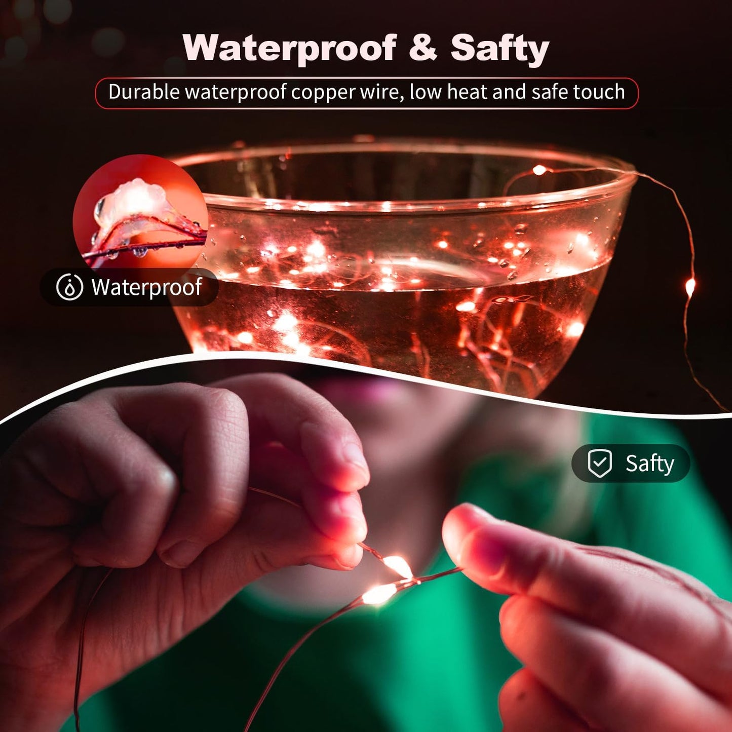 20 Pack LED Fairy Lights Battery Operated,3 Features Blinking Slowly Blinking & just on 7FT 20 LED Waterproof Mini Twinkle String Lights for Wedding Party Christmas Decorations,red