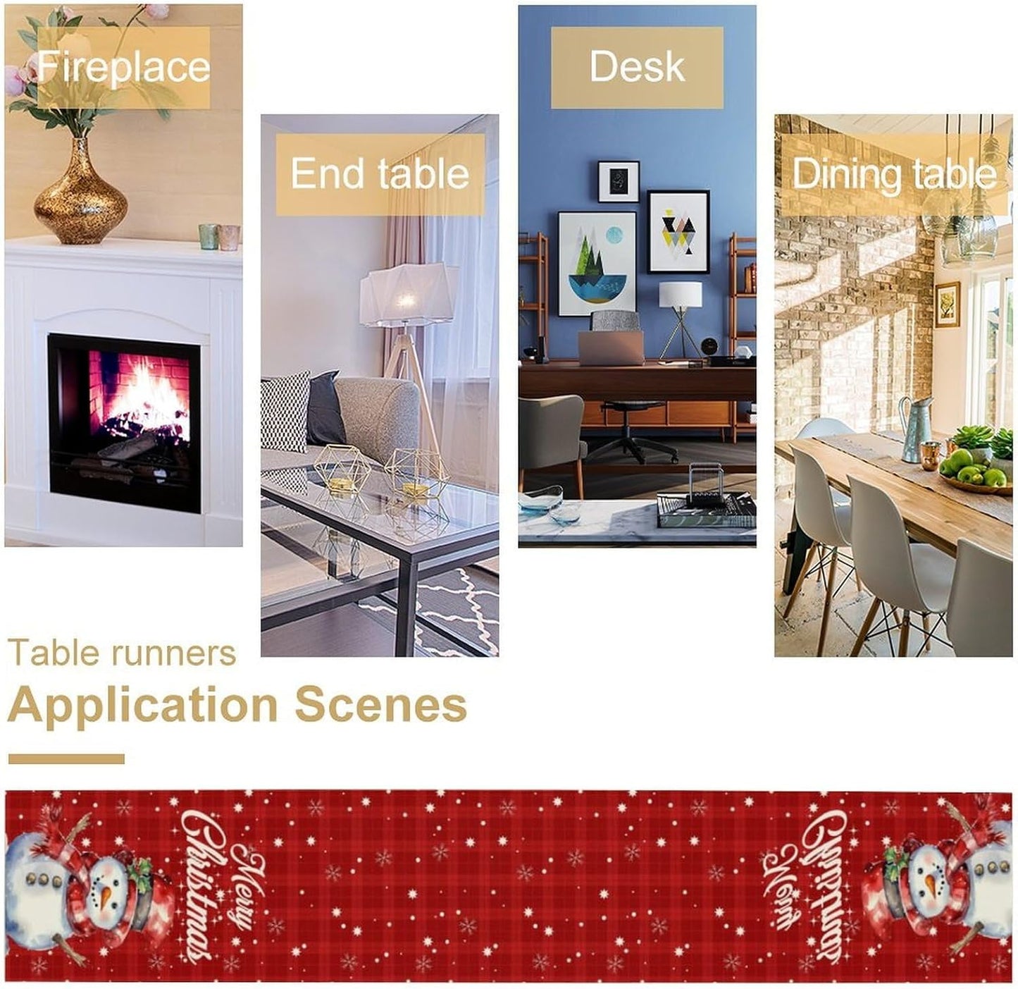 Christmas Table Runner,Christmas Snowman Snowflakes Winter Seasonal Table Cloth Kitchen Dining Table Decoration for Home Party Decor 13x90 Inch