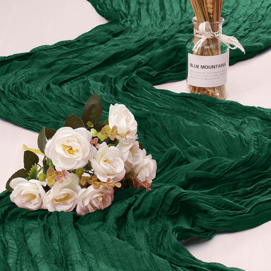 1 Pack Cheesecloth Table Runner 10Ft Christmas Gauze Boho Table Runners for Wedding Decor Bridal Shower Decorations Baby Shower Party(35" x 120")