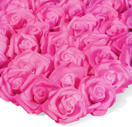 Juvale Artificial Roses - 3 in Heads, 100-Pack, Hot Pink - Faux Flowers for Vase & Wedding Decor - Centerpiece Table Decorations & Bridal Bouquet
