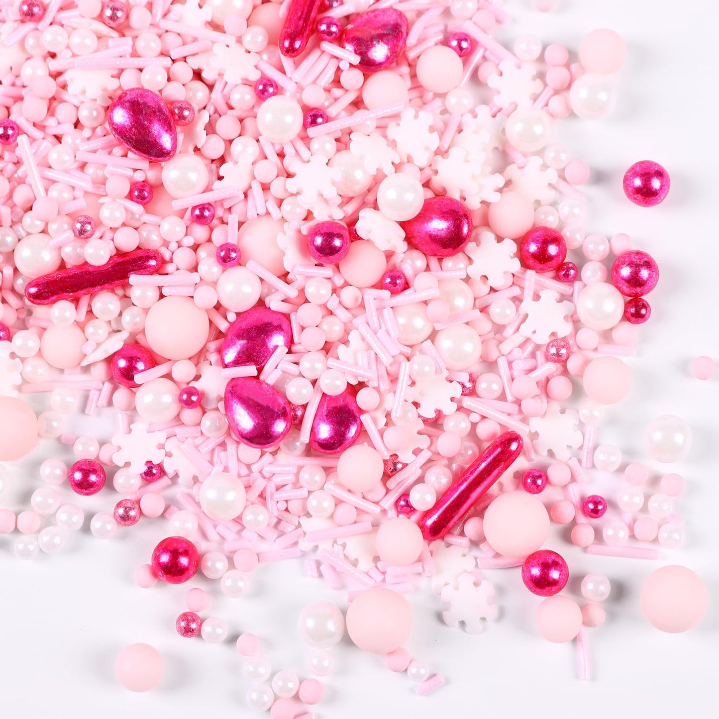 Pink Sprinkles for Cake Decorating, Pink Pearl Sprinkles, Metallic Sprinkle Mix for Cupcakes, Macaron, Ice Cream, and Cookies(120g/4.23oz)