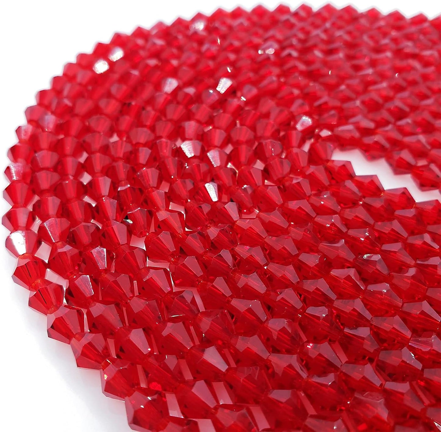 6mm Bicone 450Pcs Red Crystal Glass Beads Faceted Bicone Shape Crystal Glass Spacer Beads for Bracelet Necklace Decorative Hand Jewelry Making (Red, 6MM)