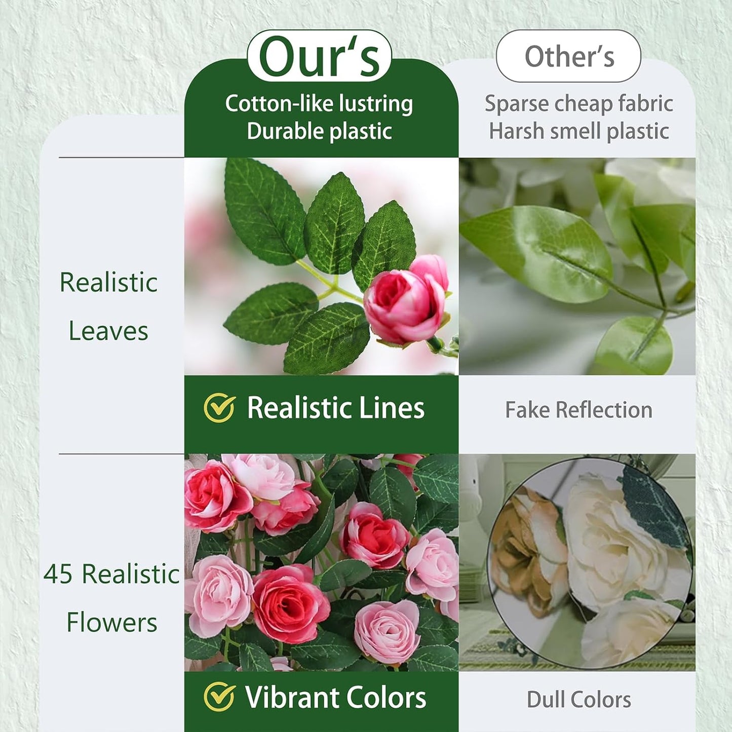 4 Packs Artificial Rose Garland: 31.48Ft Each Fake Flower Vine with Improved Color & 10 Ties for Wedding Arch Backdrop, Home Wall Party Decor, Christmas Decor, Purple