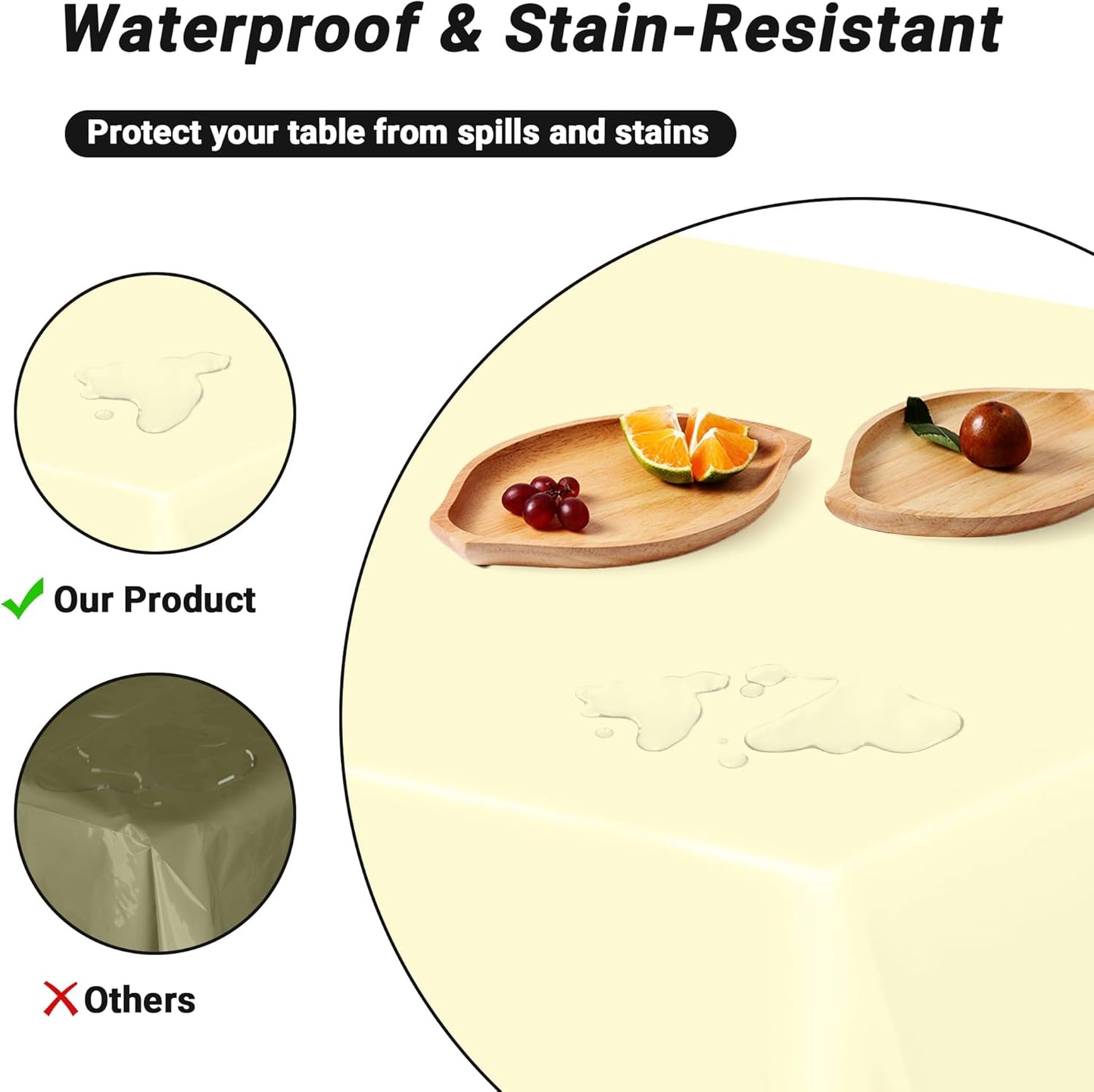 QZYL 12 PCS Ivory Plastic Tablecloths, 54 in x 108 in Dinner Table Cloths, Rectangle Table Cover for Birthday Party Family Gathering Wedding