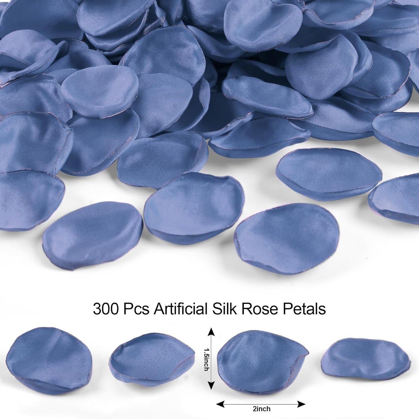 300pcs Dusty Blue Faux Silk Rose Petals - Ideal for Wedding Flower Girl Basket, Aisle Scatter, Dinner Table, Party Decor, and Valentine's Day Romance.