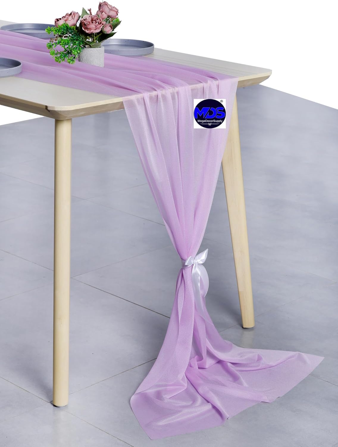 MDS 25 Pack 10ft Chiffon Table Runner 29 x 120 Inches Sheer Wedding Runner Romantic Rustic Table Runner for Wedding Decorations, Birthday Parties, Bridal Shower Party Arch Decor - Orchid