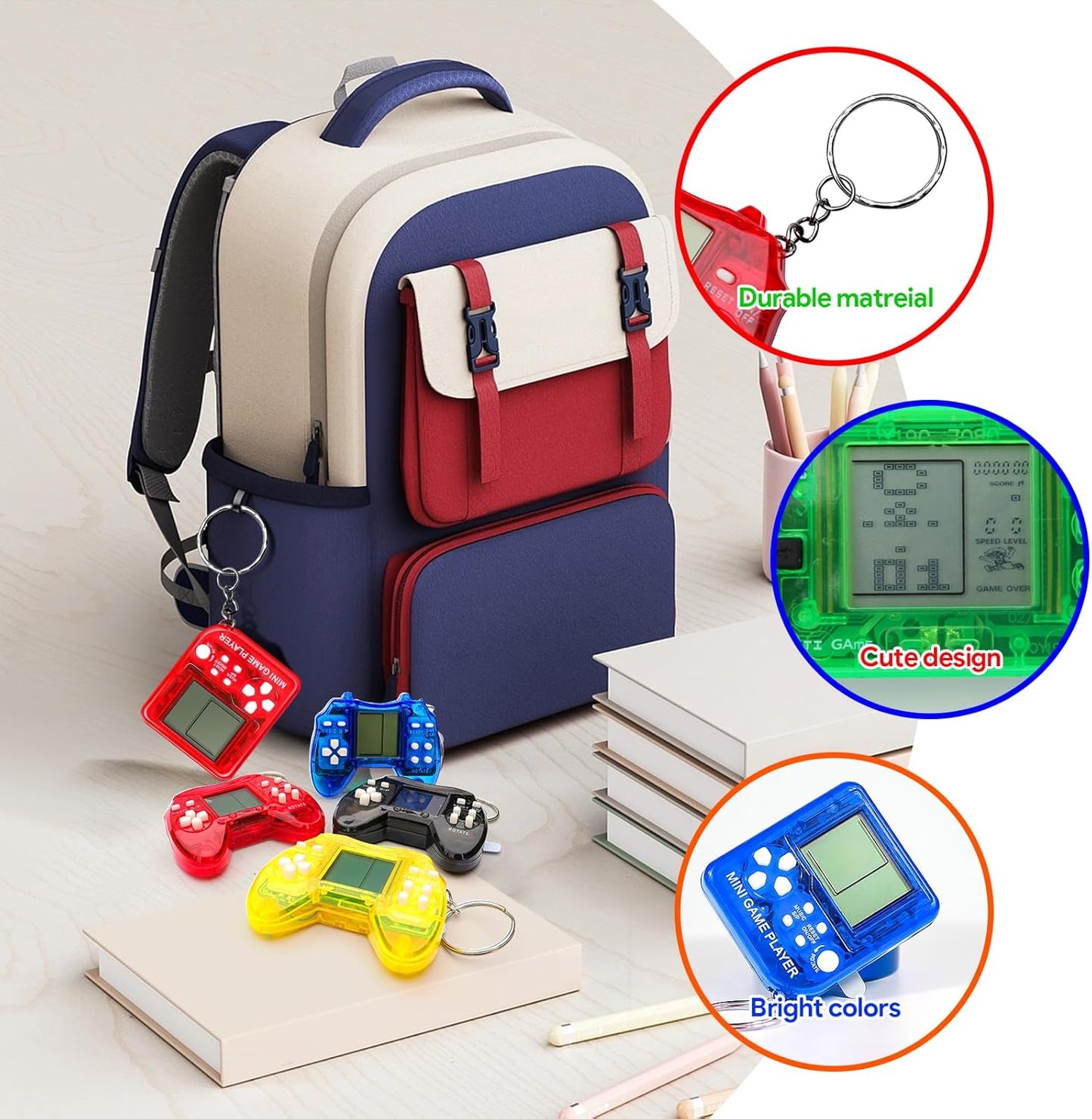 24Pcs Video Game Party Favors Video Game Keychain Gamer Party Favors Video Game Party Supplies Arcade Mini Gaming Keychain for Boys and Girls