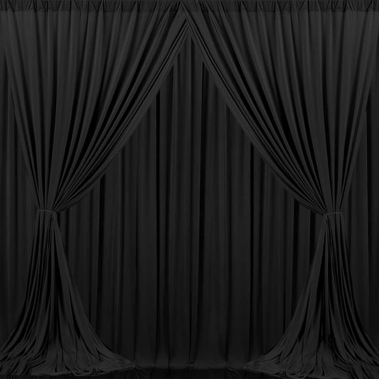 MEETSKY 6 Panels Black Backdrop Curtain for Party Wedding Ceremony 30ftx 10ft Photo Curtains Backdrop Drapes Fabric Backdrop Curtain Rod Pocket Decoration Birthday Party for Boys Men, 5ft x 10ft x 6P