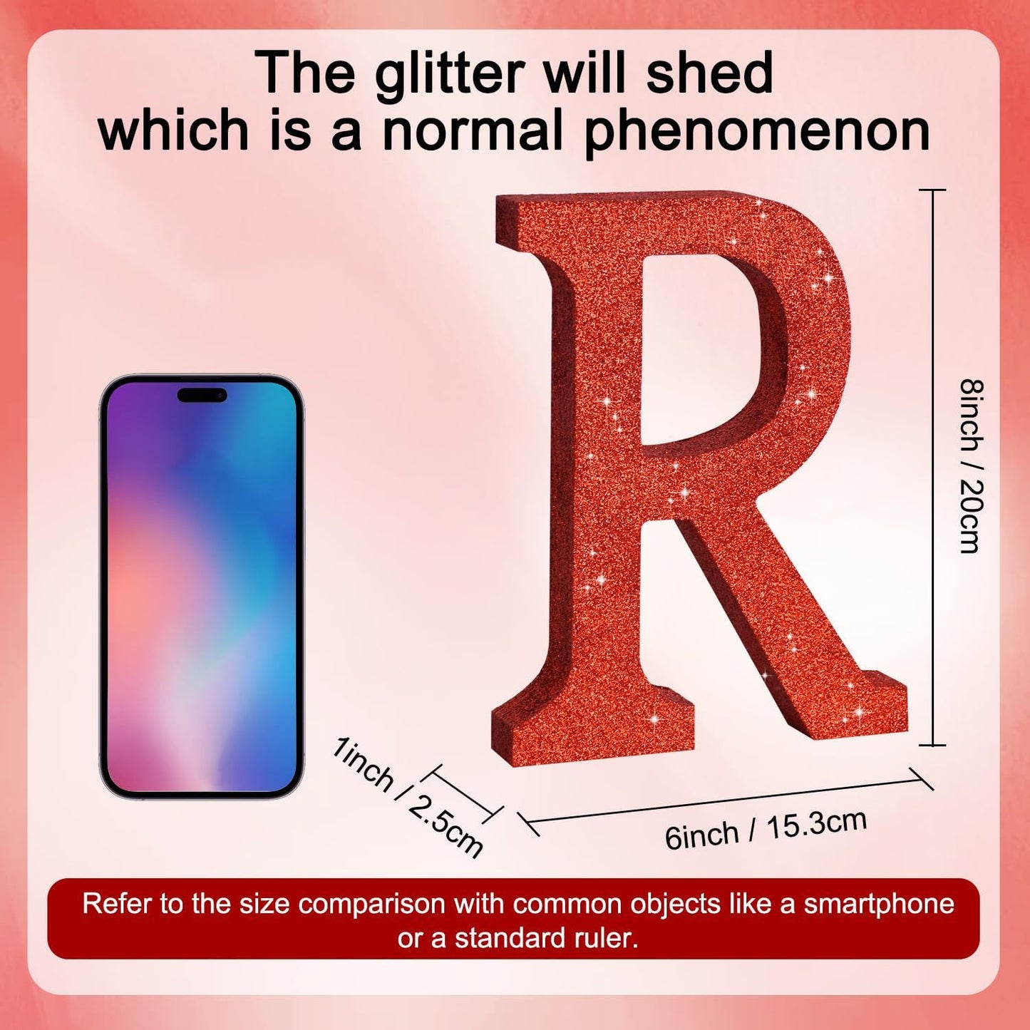 TONIFUL 8 Inch Red Glitter Letter R Table Centerpiece A-Z Red Birthday Party Decorations,Red Alphabet R for Birthday,Chrismas,Graduation,Bridal Shower,Wedding,Anniversary Party Supplies