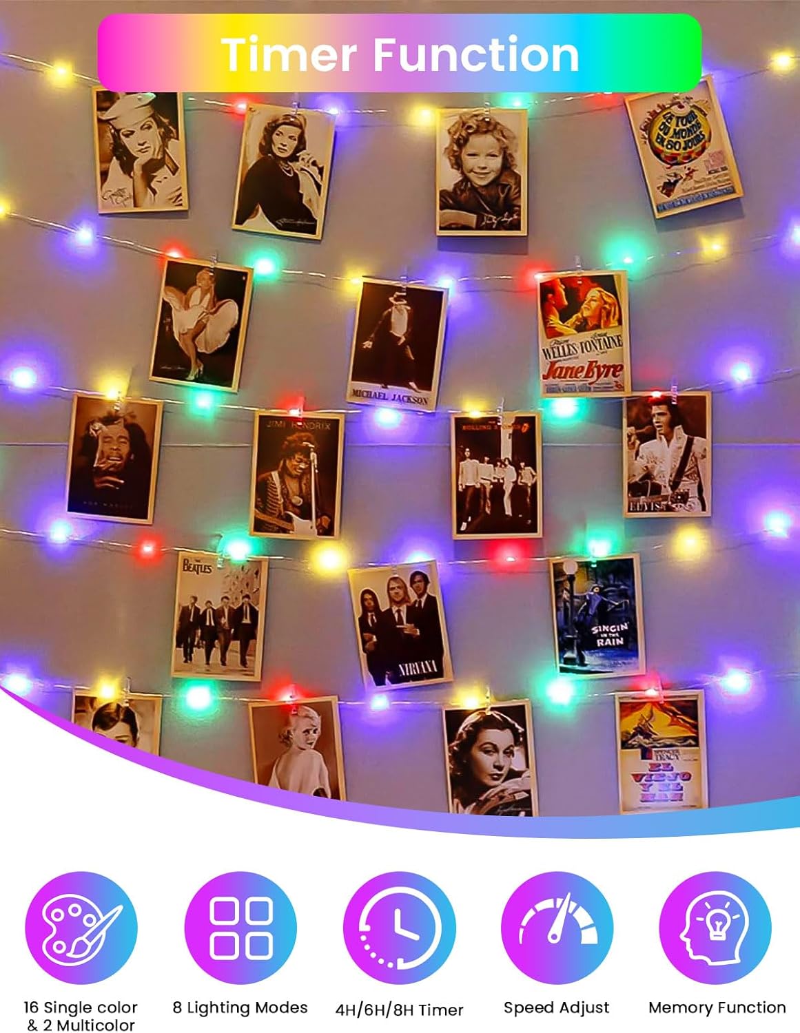 66Ft 200 LED RGB Color Changing Halloween Fairy Lights Plug in, Waterproof String Lights with Remote for Outdoor & Indoor, 24 Colors Twinkle Lights with Timer for Girl's Room Christmas Decorations