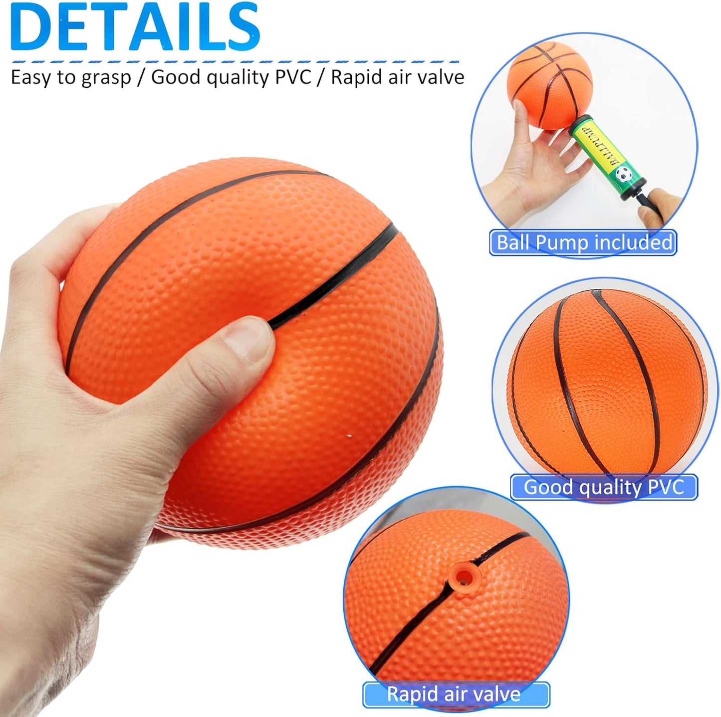40Pcs Mini Basketball Set, 6" Inch Small Basketballs with Pump for Over The Door Hoop Games, PVC Indoor Outdoor Play, Pool Beach Basketball, Party Favors, Adults Kids