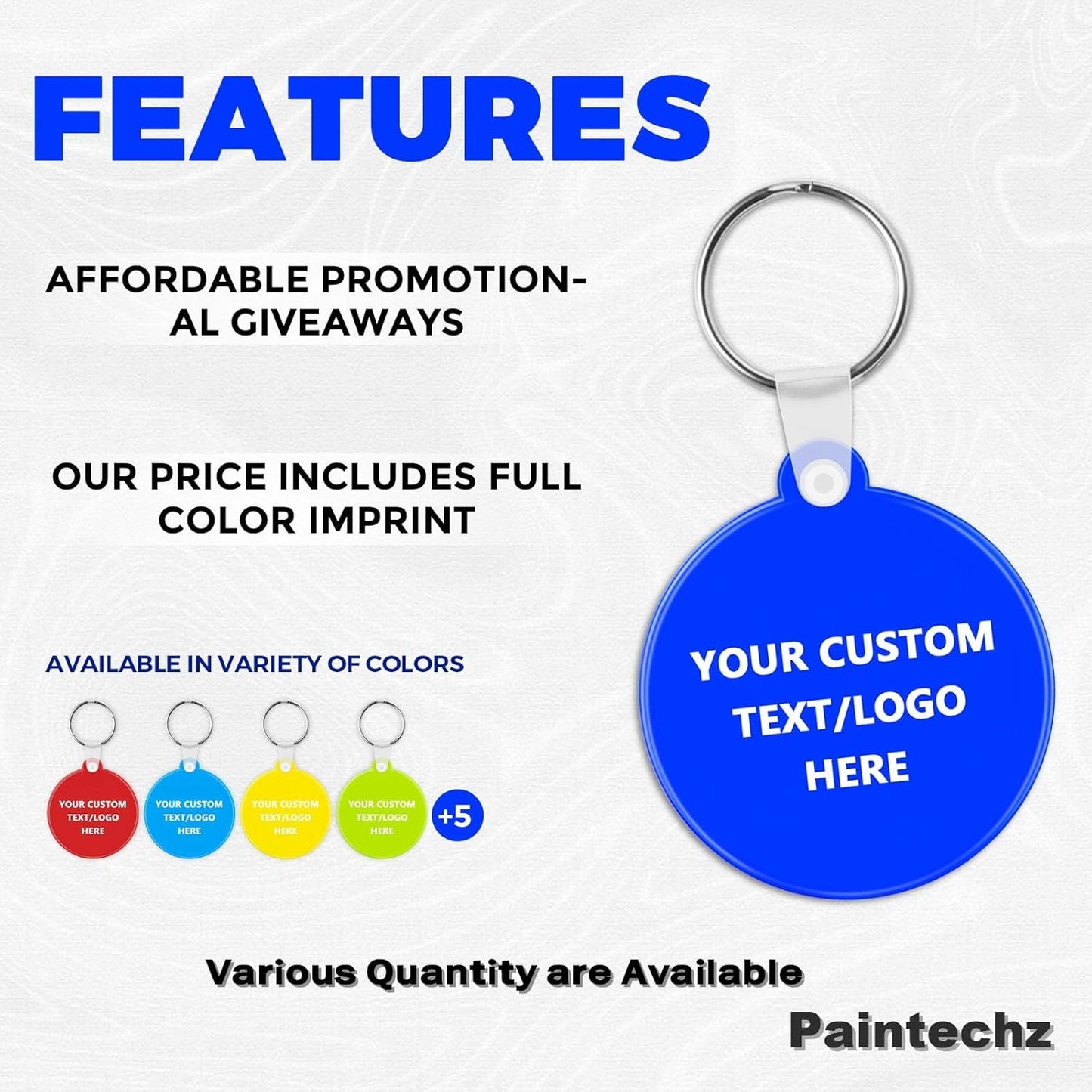 Custom Round Soft Keychains 50 Pack, Personalized Logo, Text Bulk - Perfect for Tradeshows, Party Favors, Events - Customizable Key Tags