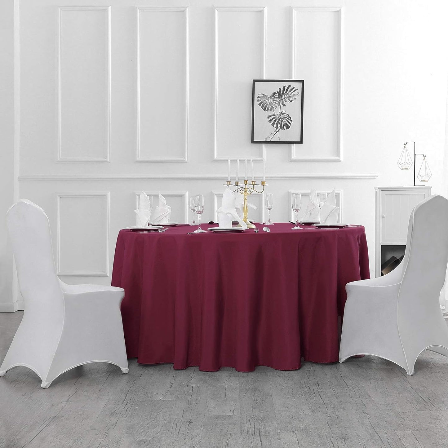 70 inch Round Tablecloth Washable Polyester Table Cloth Decorative Table Cover for Wedding Party Dining Banquet（70 inch,Burgundy）