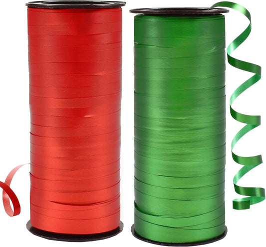BEISHIDA Red and Green Christams Curling Ribbons Balloon String Ribbons - 2 Pack 100 Yards for Gift Warppping Birthday Christmas Wedding Party Decorations