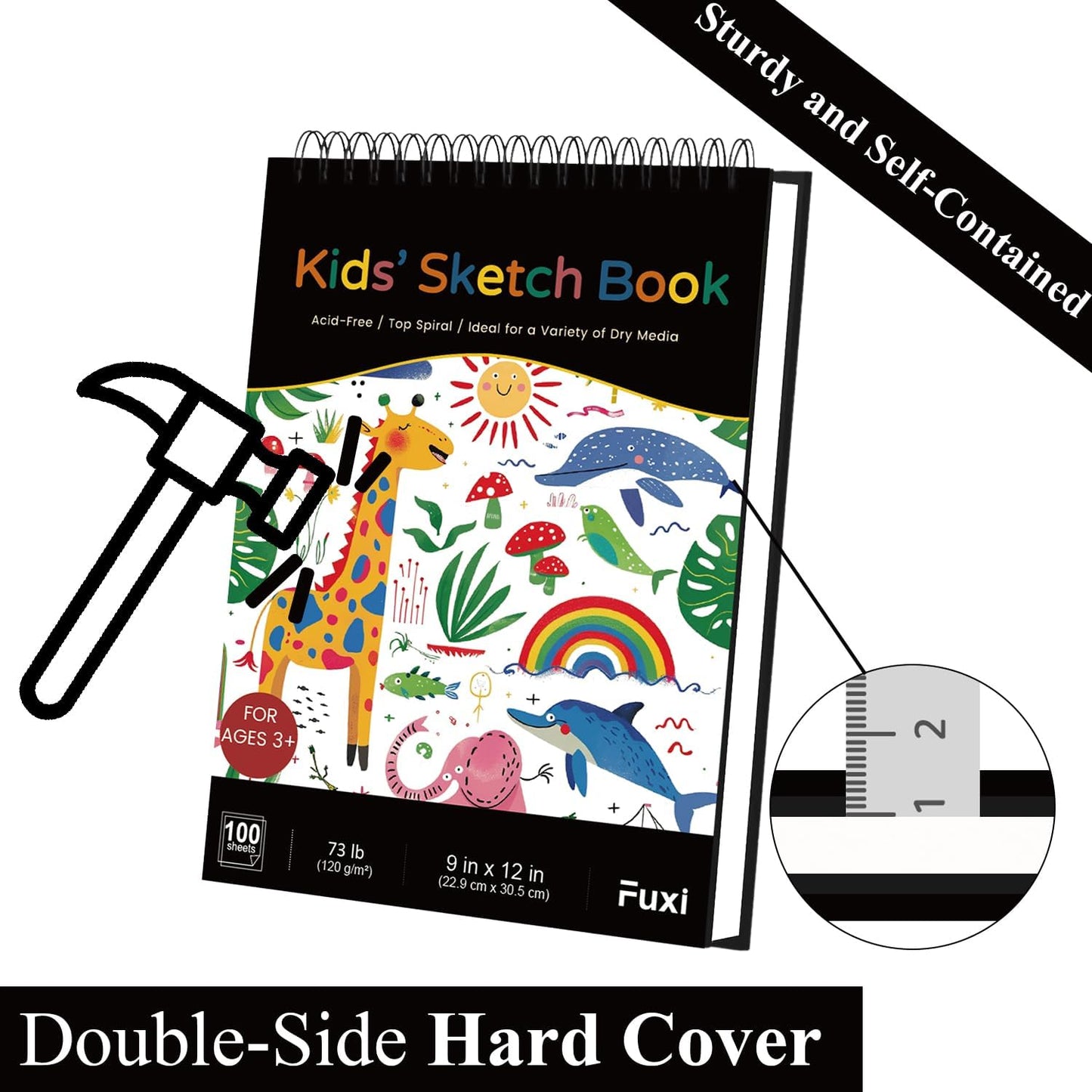 Sketch Book for Kids, 9" x 12" Kid Sketchbook, 100 Sheets (73lb/120gsm) Drawing Paper for Kids, Spiral Sketch Pad for Kid, Art Supplies for Classroom Must Haves.