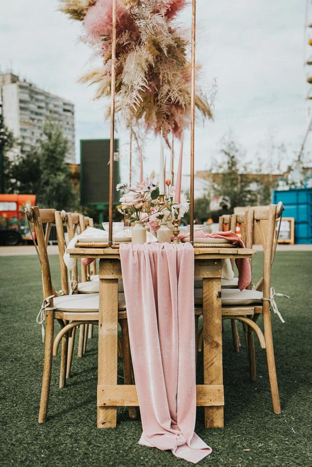 Luxurious Velvet Table Runner, 10ft Wedding Reception Decorations, 20x120inch Soft Velvet Fabric, Table Linen Overlay, Wedding Table Runners (Dusty Rose/ Blush Pink /Mauve, 20X120inch)