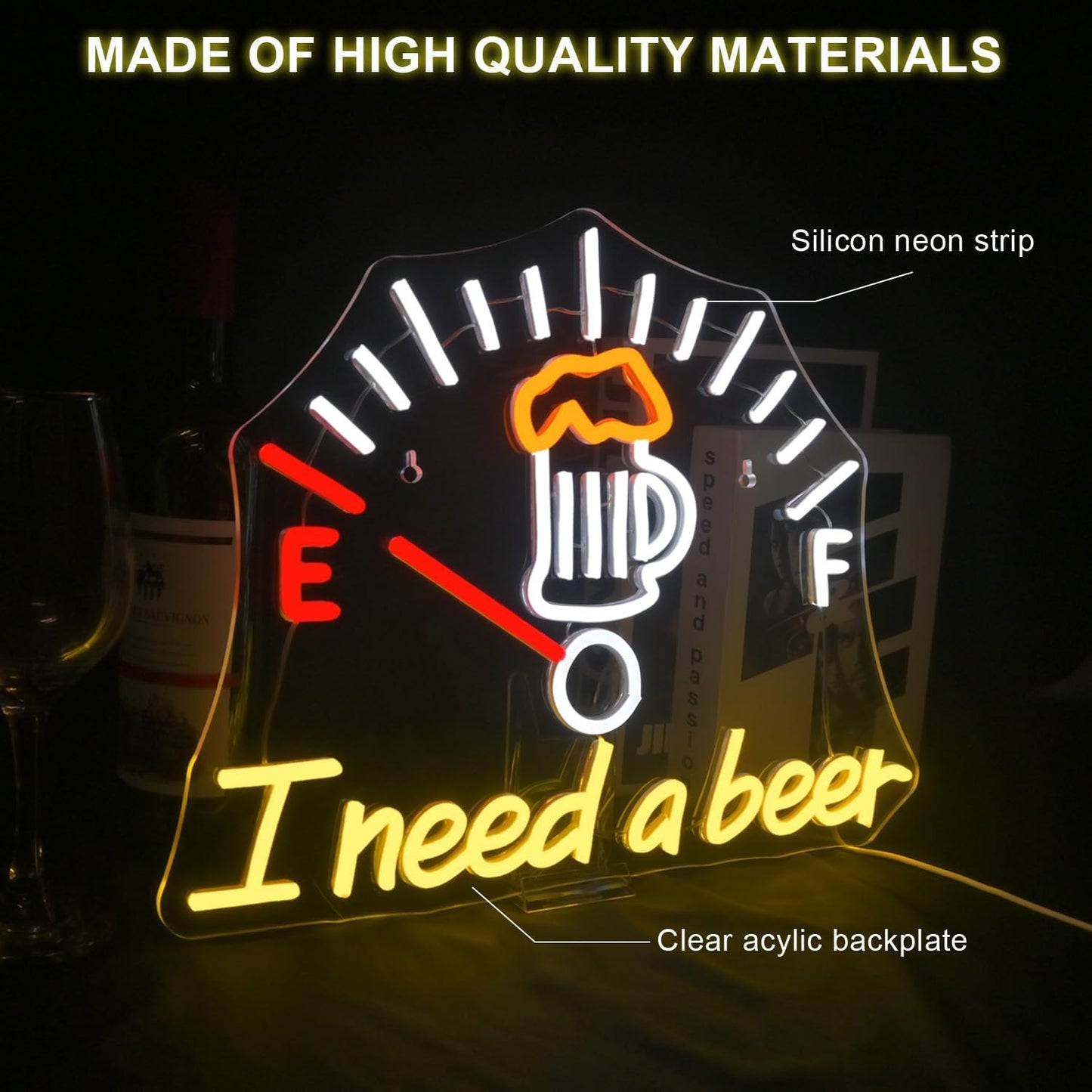 I Need a Beer Neon Sign,LED Neon Light Bar Wall Decor for Pub,Man Cave，Energy-Efficient,Shop Bar,Teen Room,Game Room Decor,Hip Hop Party Neon Signs Wall Decor,Party Bedroom Unique Gift for Beer Lovers