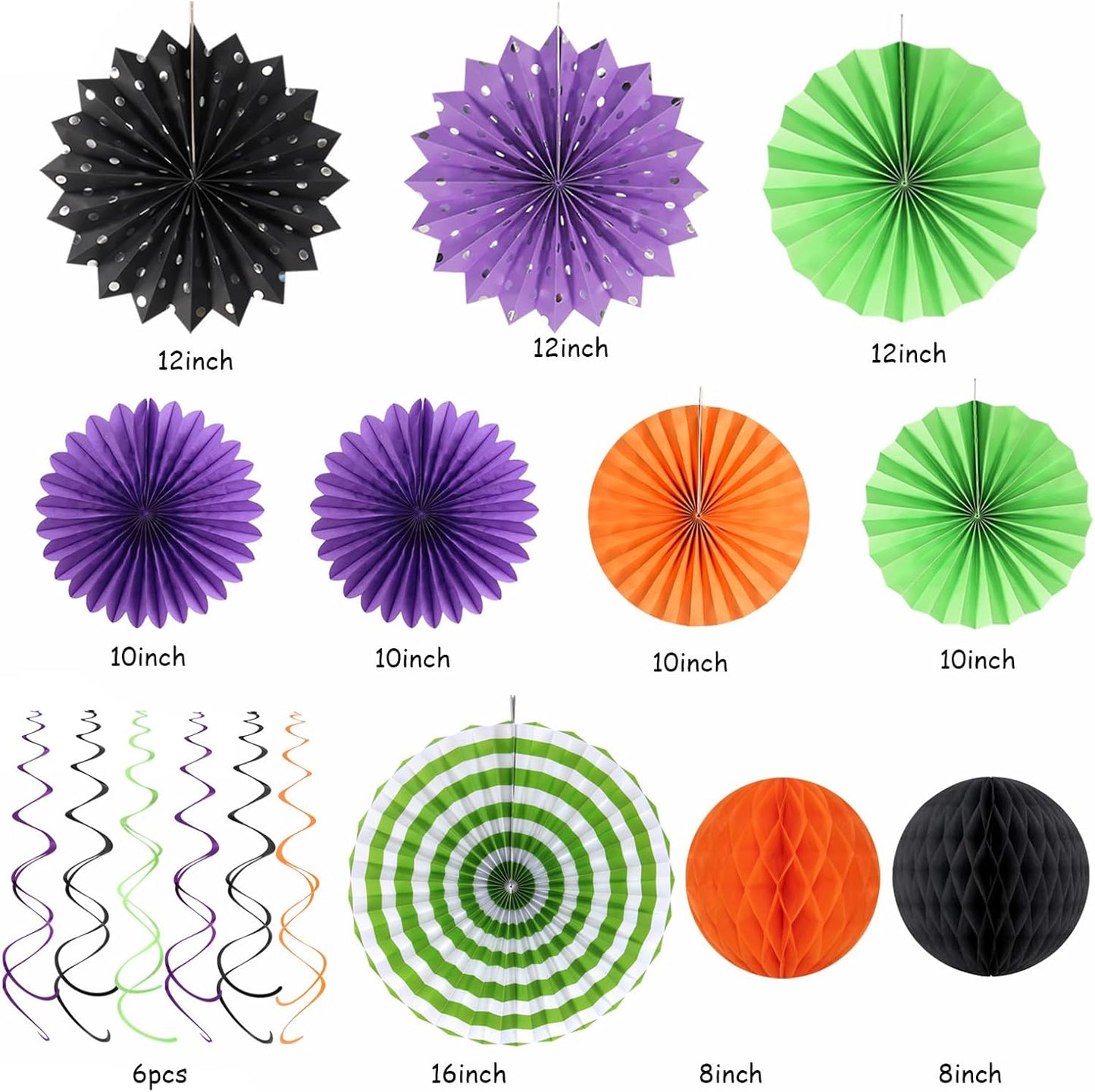 Orange Black Purple Green Party-Decorations - 33Pcs Banner,Halloween Streamers Tassel Garland,Tissue Pom Poms Honeycomb,Paper Lantern Fan,Birthday Wedding Baby Bridal Shower Decor Supplies Hugtmr