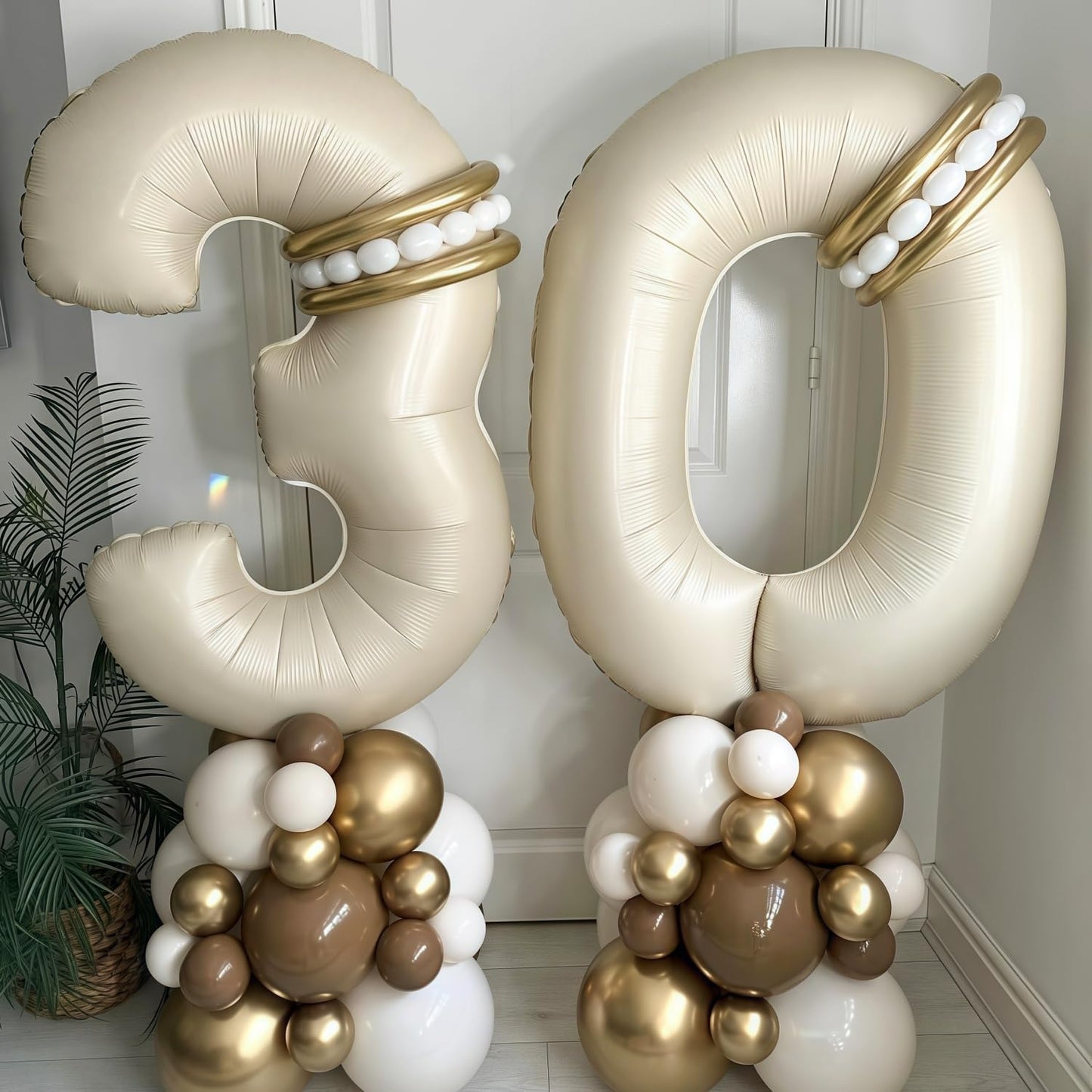 Cream 9 Balloon Number 40 Inch Cream White Number 9 Balloon Helium Mylar 9 Balloon for Birthday Party Decoration