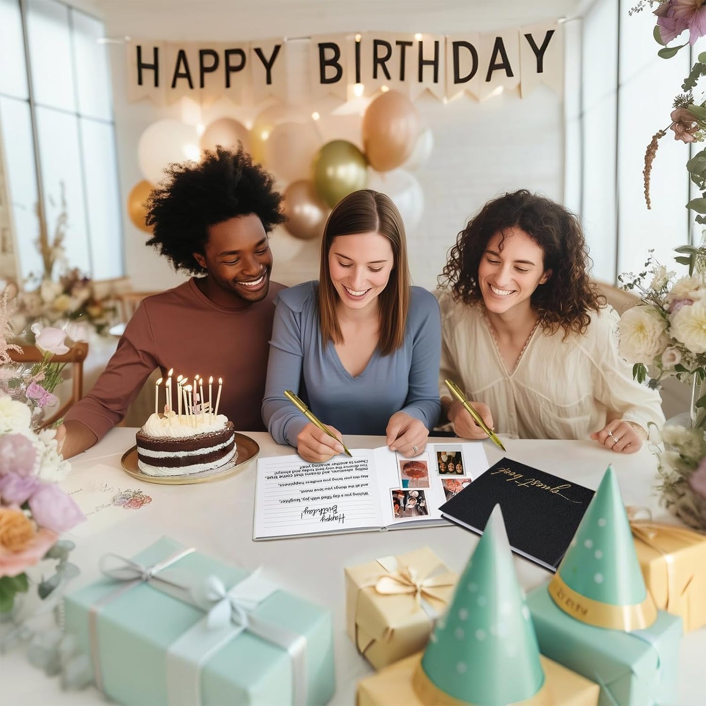 Graduation Guest Book Personalized 2025 - Leather Photo Guestbook for Reception Parties, Retirement, Birthdays, Special Events - 112 Pages Blank and Lined Thick Paper Guest Book