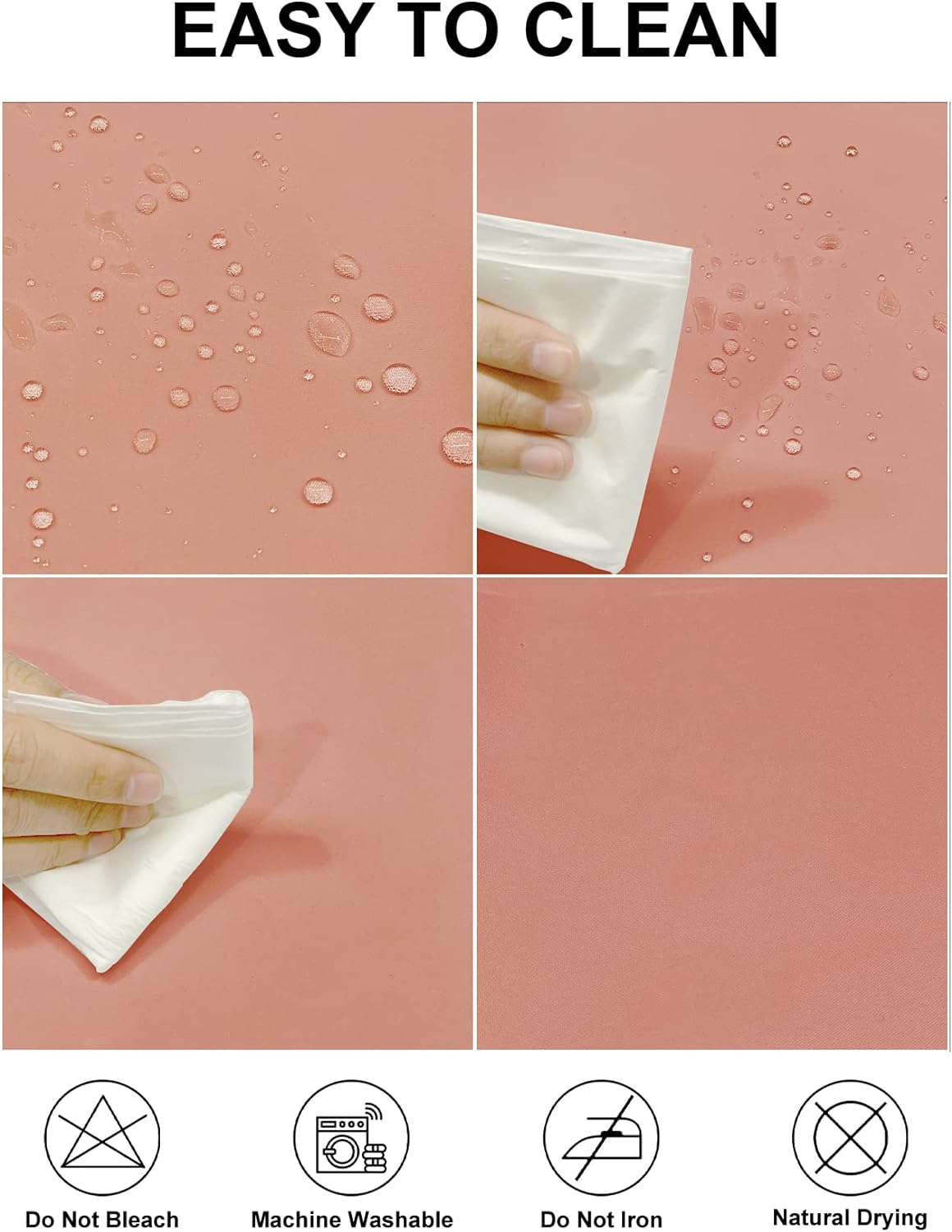 Fokitut 2 Pack Waterproof Square Tablecloth, 52x52 Inch, Stain Resistant and Wrinkle Polyester Table Cloth, Fabric Table Cover for Kitchen Dining, Wedding, Party, Holiday Dinner-Dusty Pink