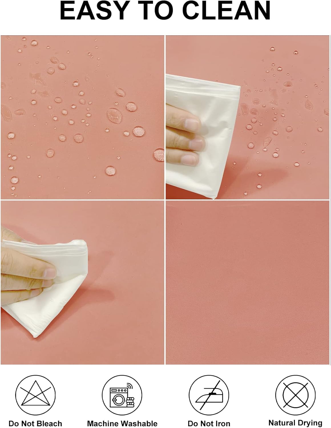 Fokitut 2 Pack Waterproof Rectangle Tablecloth, 60x120 Inch,Stain Resistant and Wrinkle Polyester Table Cloth, Fabric Table Cover for Kitchen Dining, Wedding, Party, Holiday Dinner-Dusty Pink