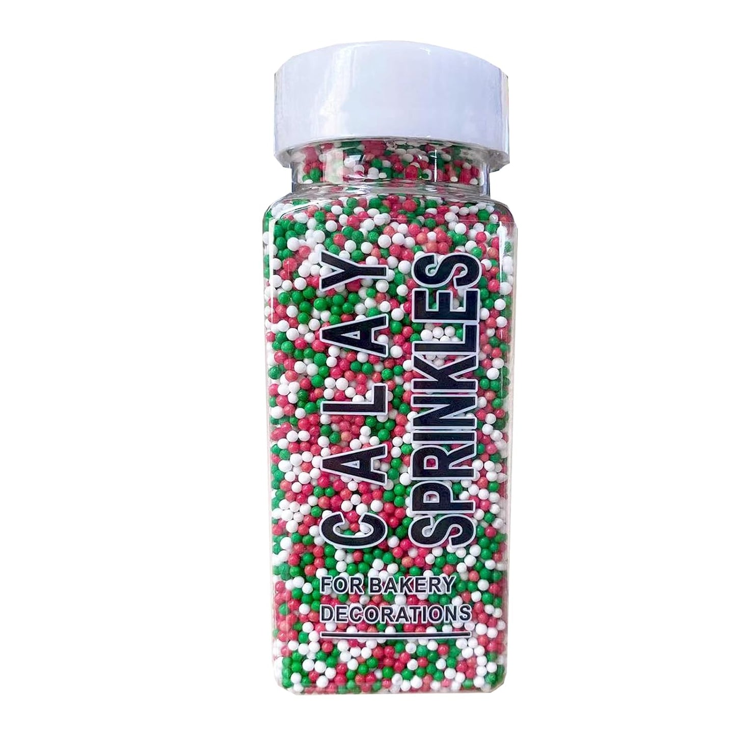 Sentovac Christmas Nonpareils Sprinkles Edible 2mm Mini Peals Red Green White Sprinkle for Cake Decorating Sugar Candy Cookie Cupcake Topper Baking Decorations Christmas Halloween Supplies