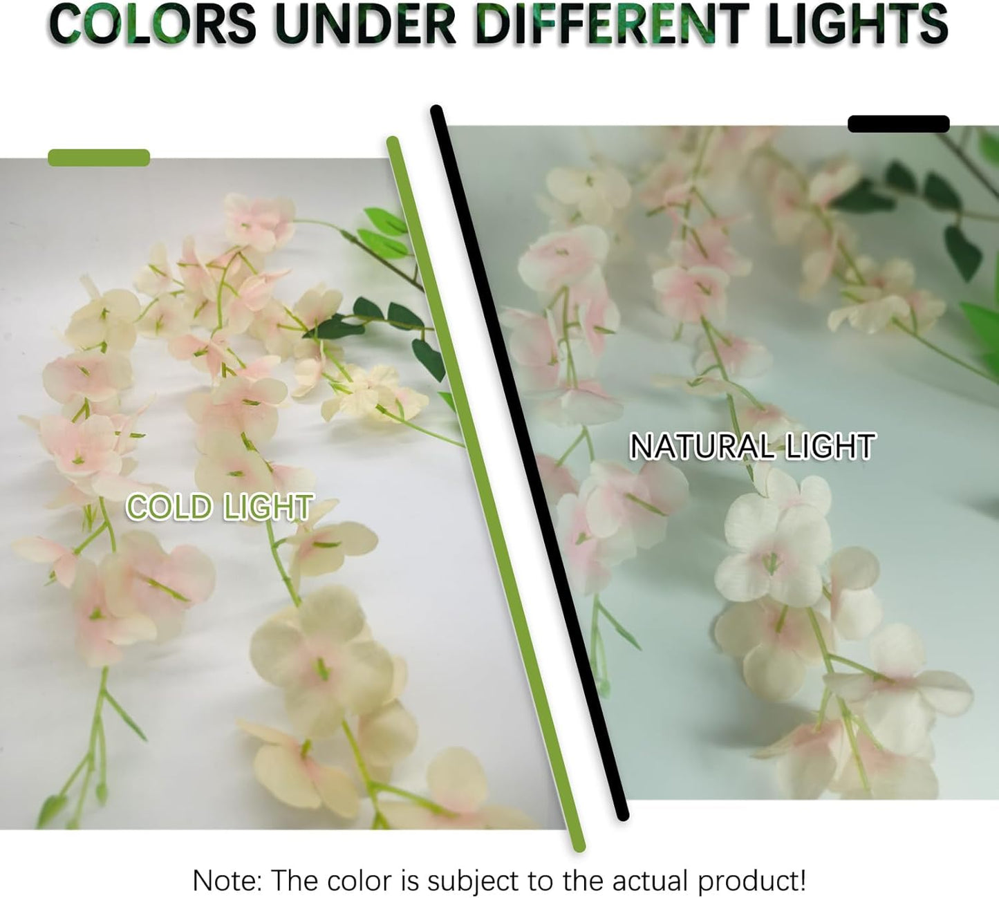 12 Pack Champagne Wisteria Hanging Flowers Garland, 3.77 Feet Artificial Flower Vines, Fake Wisteria, Artificial Vines Hanging Garland for Backdrop Outdoor Yard Garden Decor