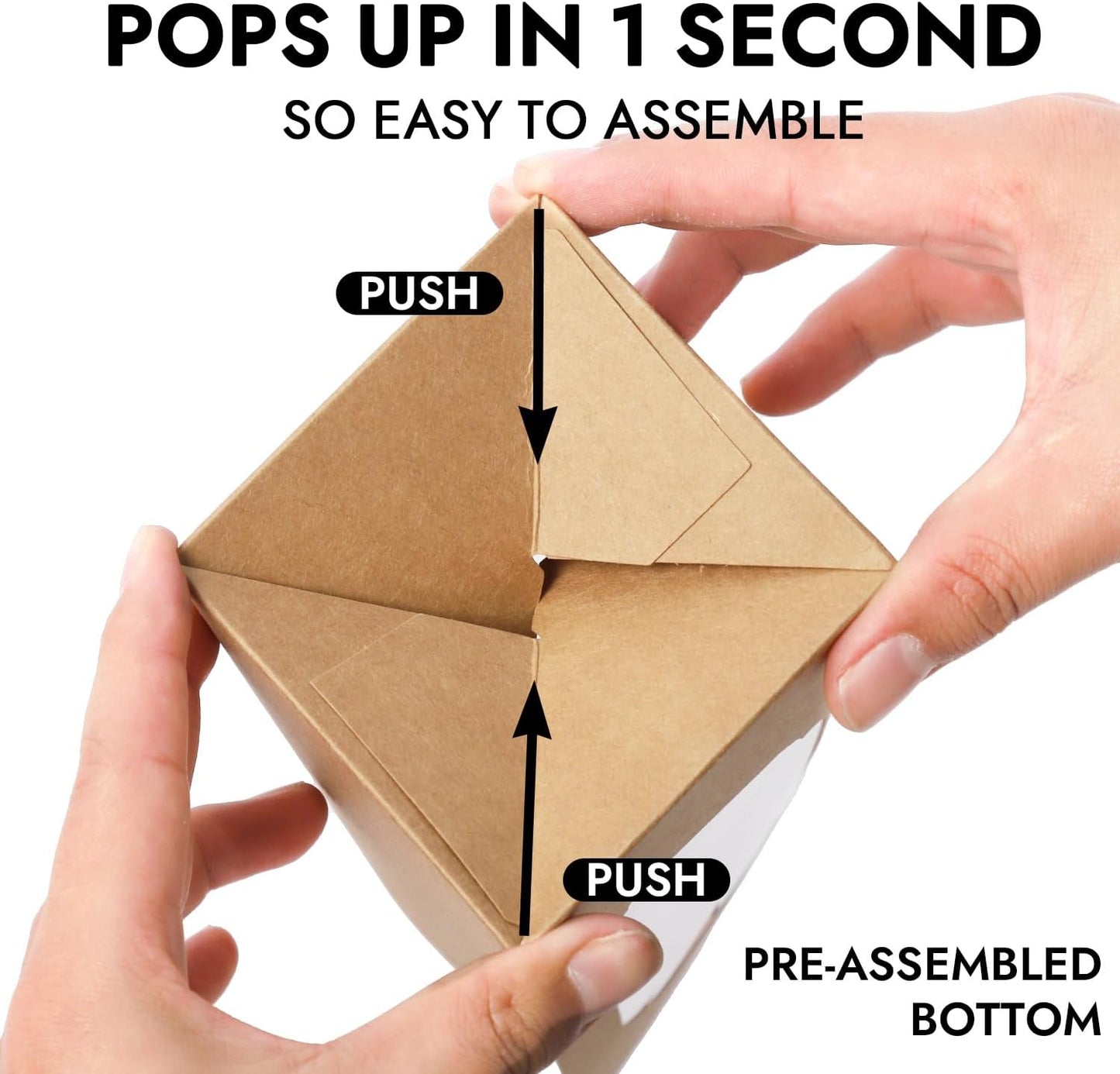 JCD 70 Packs 3.5" x 3.5" x 3.5"Pop up Cookie Boxes Kraft Brown Cupcake Individual Bulk Paper Cupcake Containers Single with Insert and Window,Cocoa Bombs Box for Bakery Gift (Brown/70Pcs)