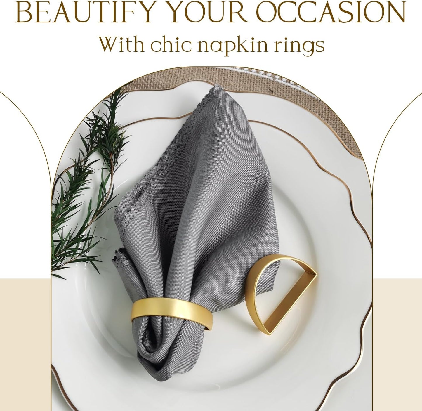 16PCS Gold Napkin Rings, Metal Napkin Rings, Fall Thanksgiving Christmas Table Decorations, Wedding, Banquet, Party, Easter Table Napkin Decorations